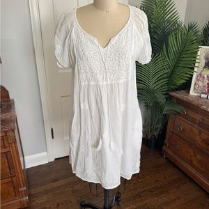 White Embroidered Women's Dress